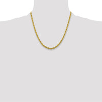 10K Yellow Gold 20" 4.25mm Semi-Solid Rope Chain Necklace