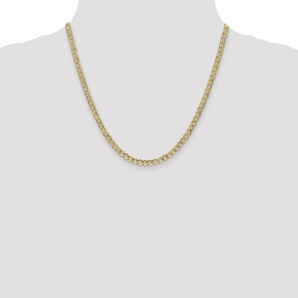 10K Yellow Gold 20" 4.3mm Semi-Solid Curb Link Chain Necklace