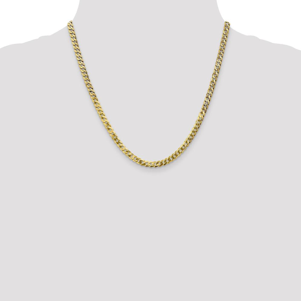 10K Yellow Gold 20" 4.75mm Flat Beveled Curb Chain Necklace