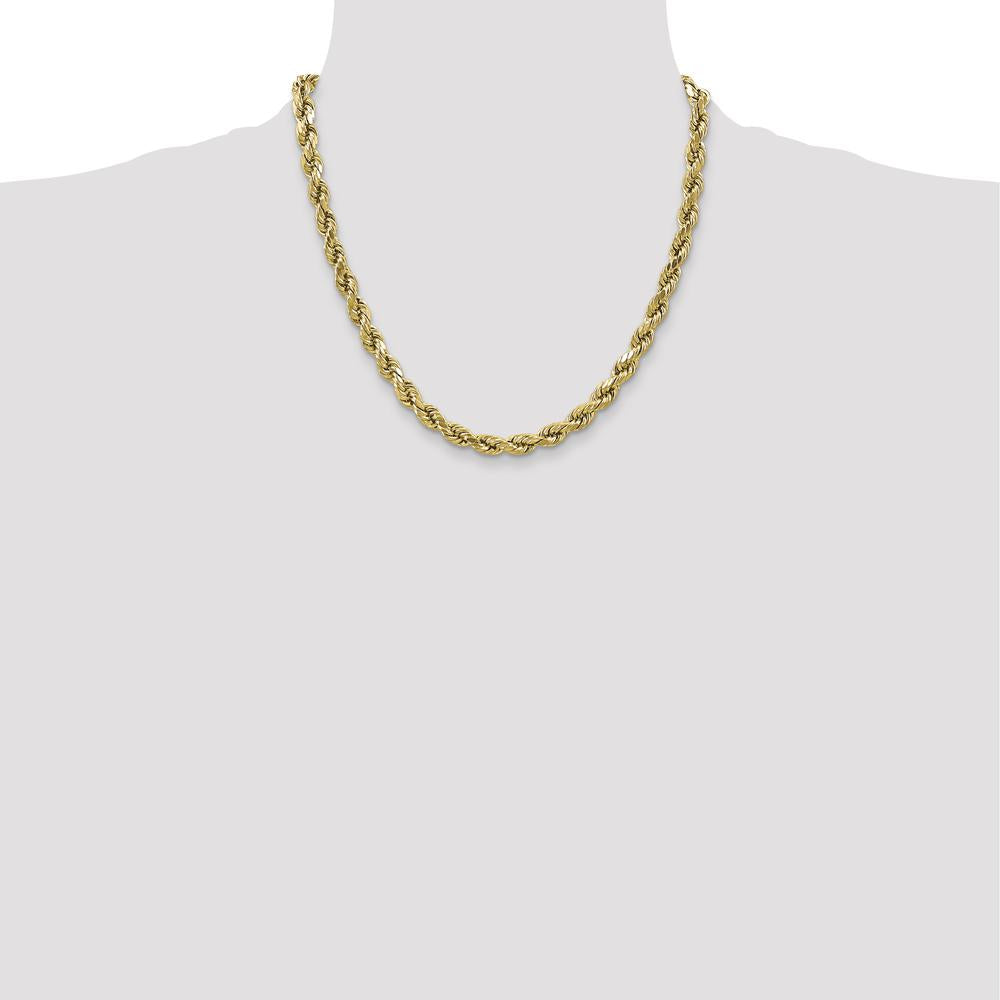 10K Yellow Gold 20" 4.9mm Diamond-Cut Rope Chain Necklace