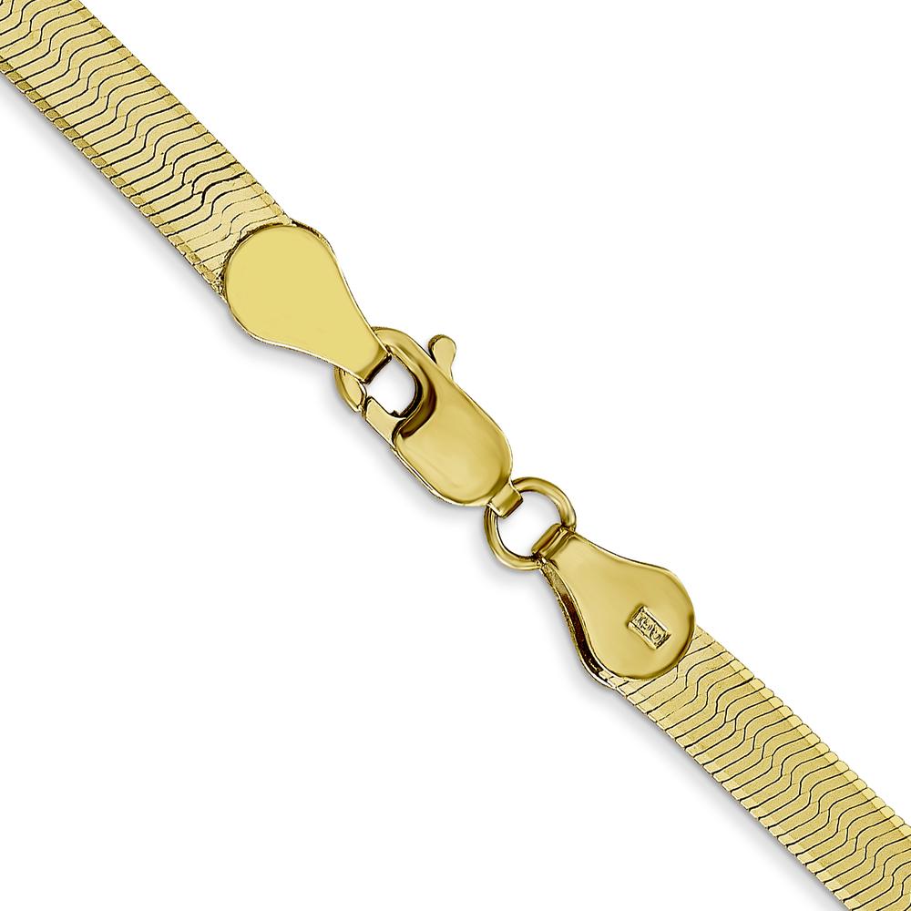 10K Yellow Gold 20" 4mm Herringbone Chain Necklace with Polished Finish