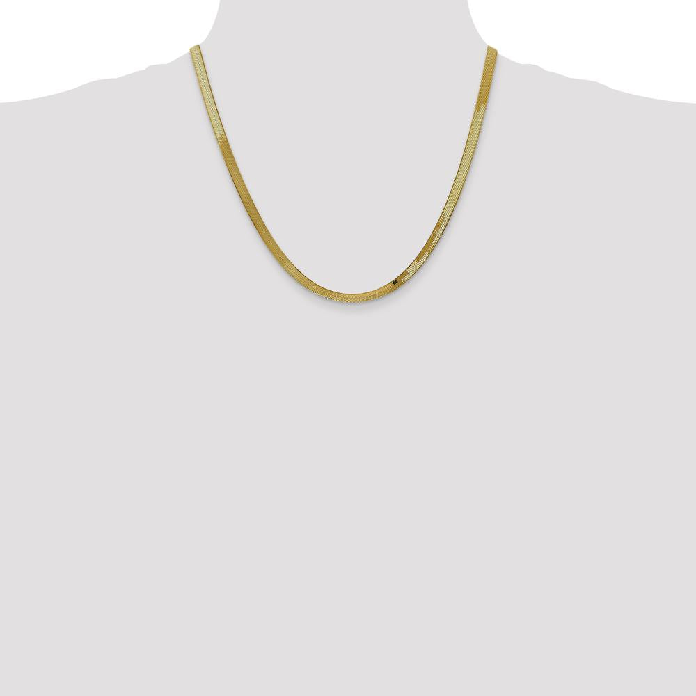 10K Yellow Gold 20" 4mm Herringbone Chain Necklace with Polished Finish