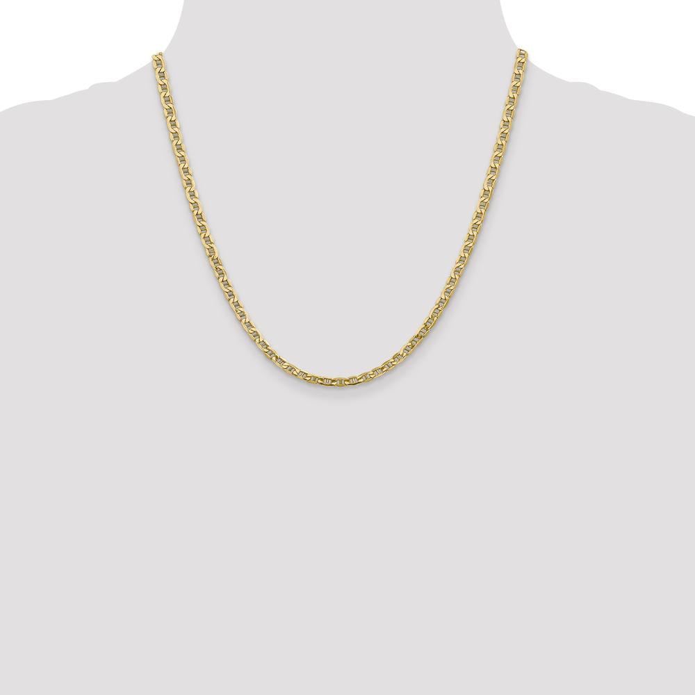 10K Yellow Gold 20" 4mm Semi-Solid Anchor Chain Necklace