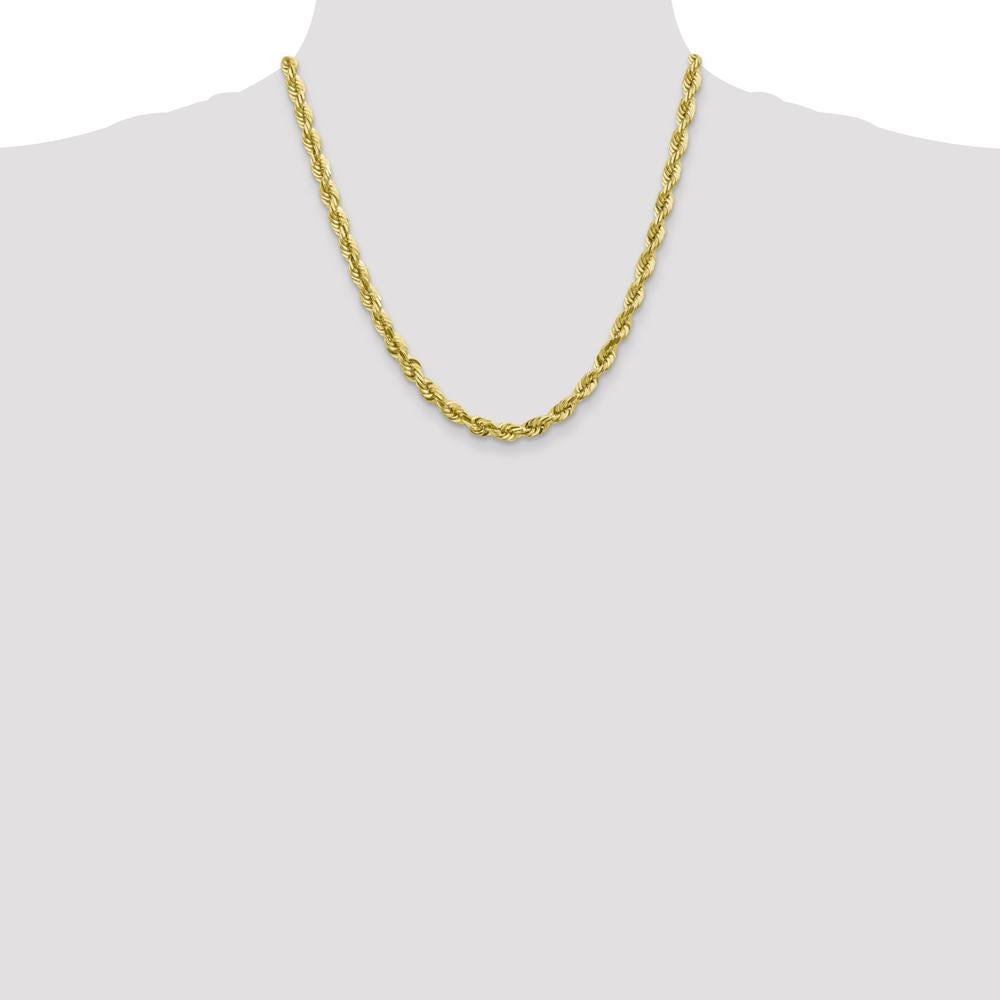 10K Yellow Gold 20" 5.5mm Diamond-Cut Rope Chain Necklace