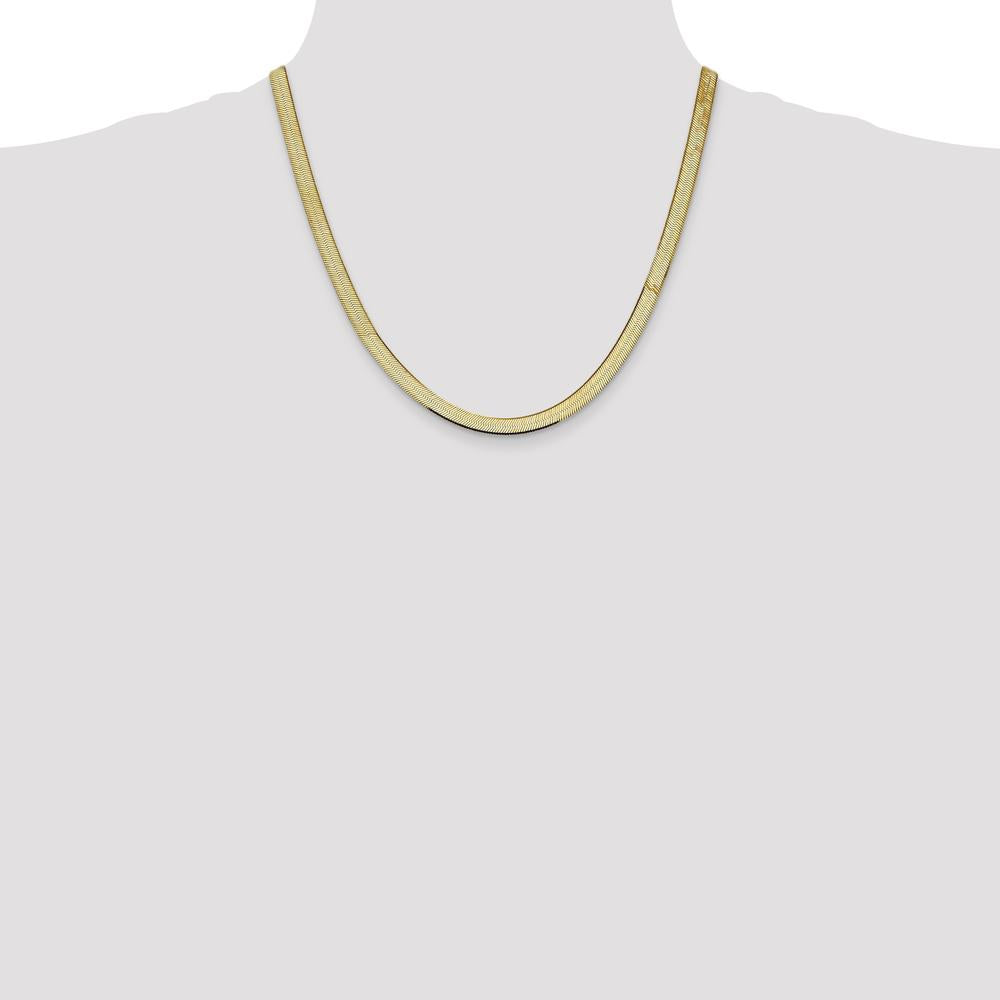 10K Yellow Gold 20" 5.5mm Herringbone Chain Necklace - Polished Finish