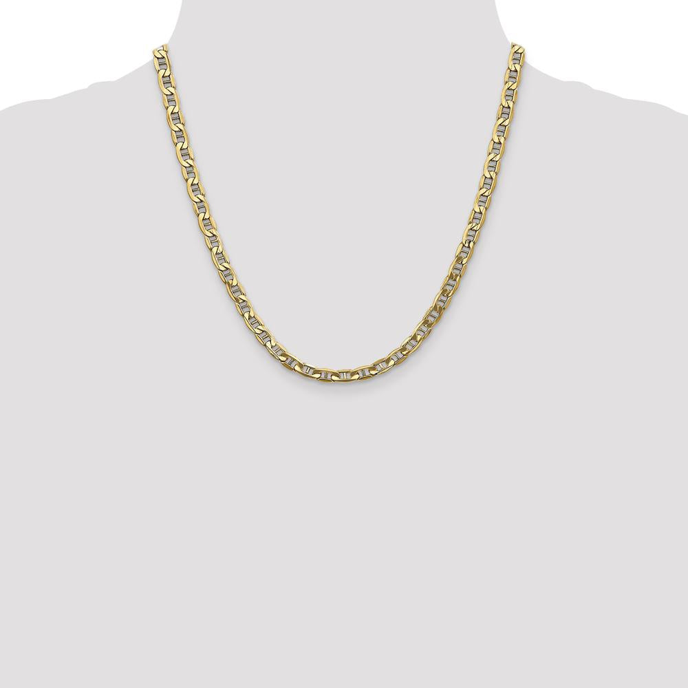 10K Yellow Gold 20" 5.5mm Semi-Solid Anchor Chain Necklace with Lobster Clasp