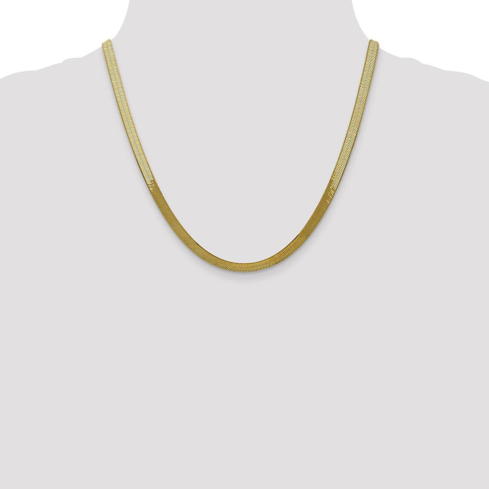 10K Yellow Gold 20" 5mm Polished Herringbone Chain Necklace