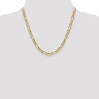 10K Yellow Gold 20" 6.25mm Semi-Solid Figaro Chain Necklace