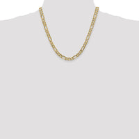 10K Yellow Gold 20" 6mm Concave Open Figaro Chain Necklace - Polished Finish