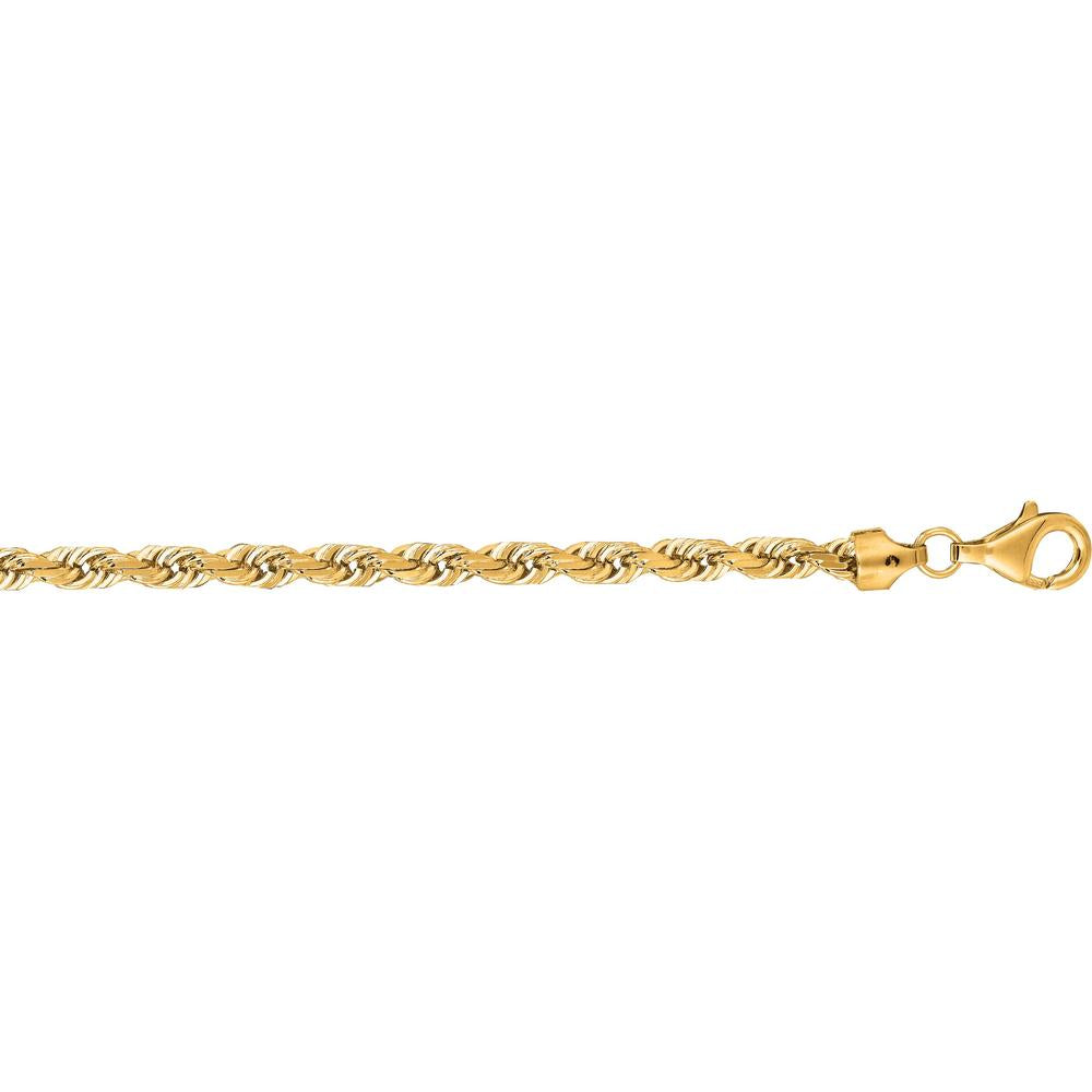 10K Yellow Gold 20" 6mm Diamond Cut Solid Rope Chain Necklace with Lobster Clasp by Orozza Fine Jewelry
