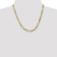 10K Yellow Gold 20" 7.3mm Semi-Solid Figaro Chain Necklace