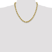 10K Yellow Gold 20" 8mm Diamond-Cut Rope Chain Necklace