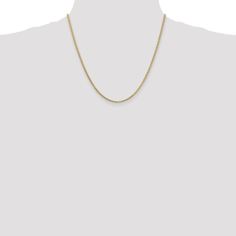 10K Yellow Gold 20" Box Chain Necklace - Polished 1.9mm Width with Lobster Clasp