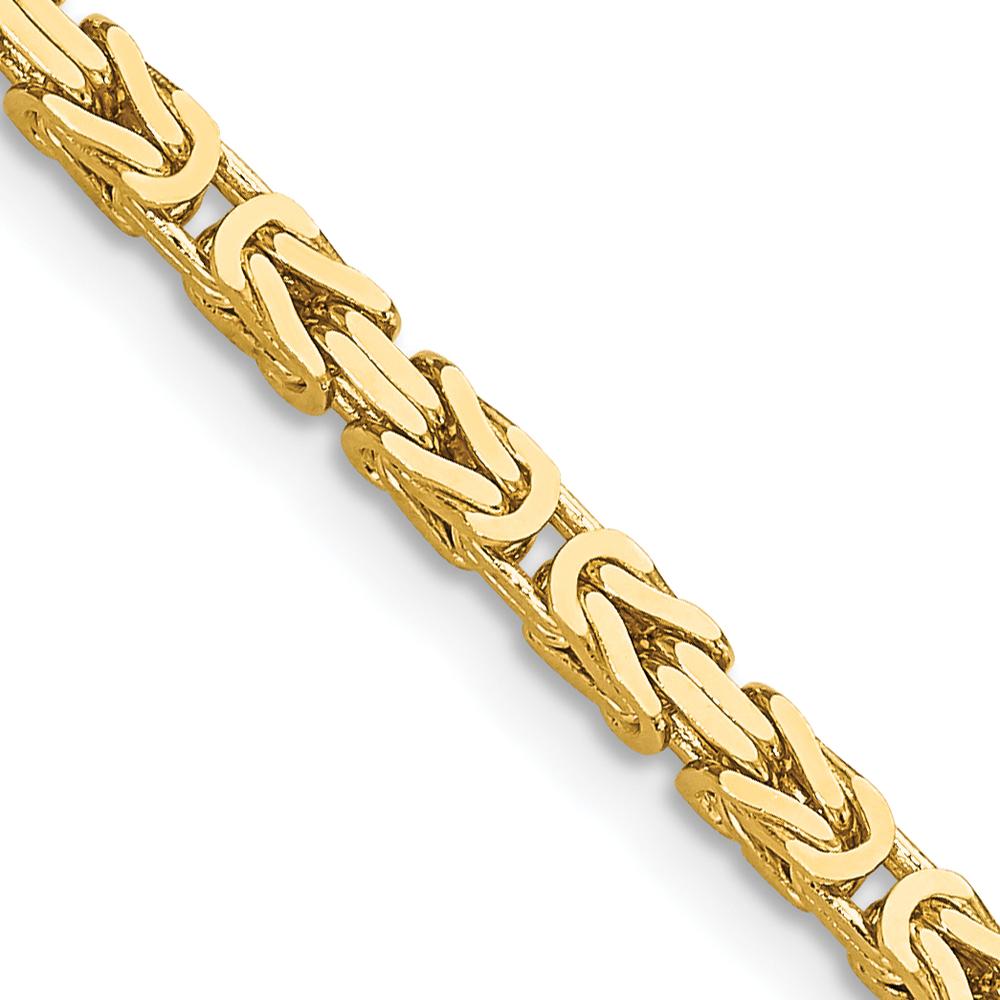 10K Yellow Gold 20" Byzantine Chain Necklace - 2.5mm Width
