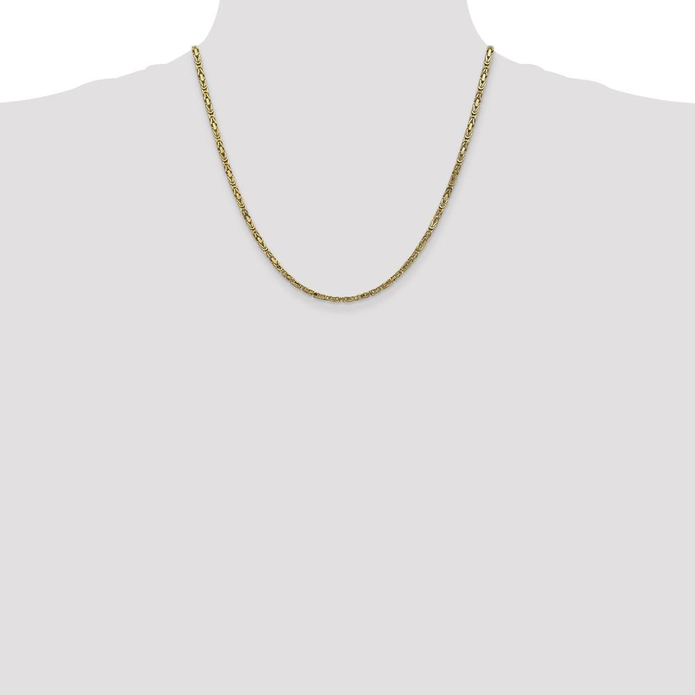 10K Yellow Gold 20" Byzantine Chain Necklace - 2.5mm Width