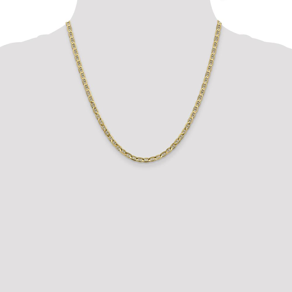 10K Yellow Gold 20" Concave Anchor Chain Necklace - 3.75mm Width