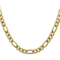 10K Yellow Gold 20" Concave Open Figaro Chain - 7.5mm Width