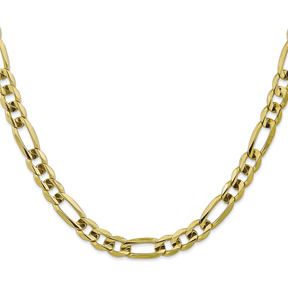 10K Yellow Gold 20" Concave Open Figaro Chain - 7.5mm Width
