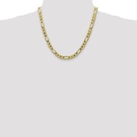 10K Yellow Gold 20" Concave Open Figaro Chain - 7.5mm Width