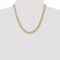 10K Yellow Gold 20" Curb Chain Necklace with Concave Profile - 6.75mm Width