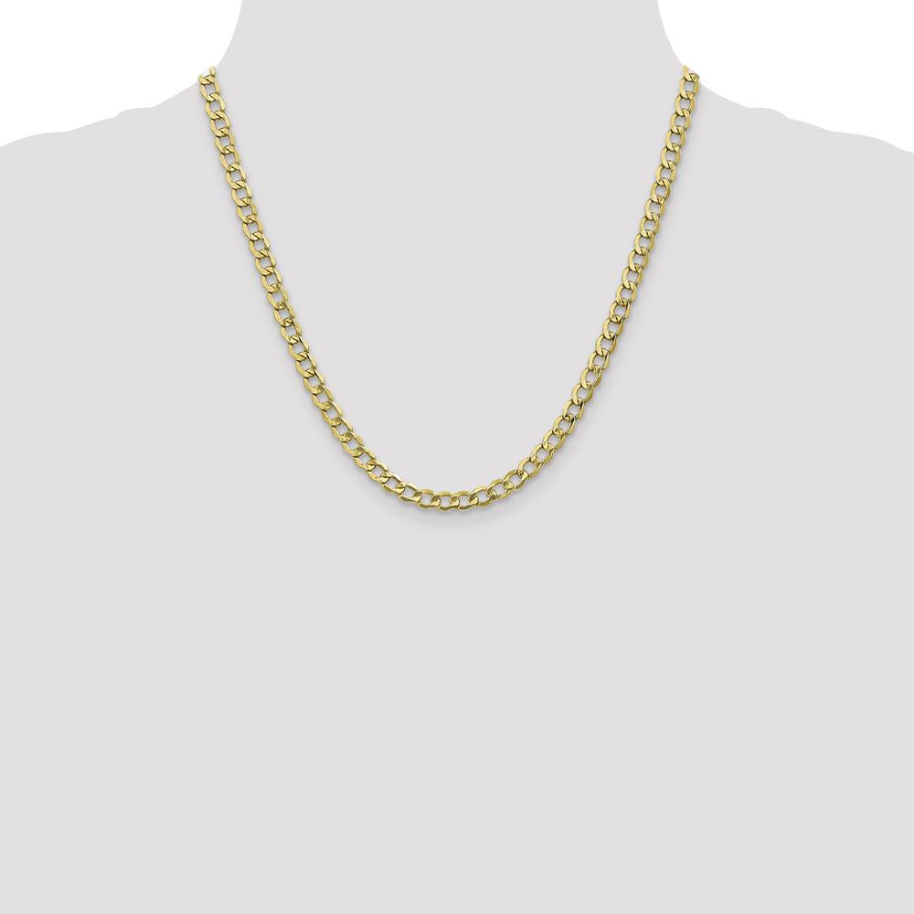 10K Yellow Gold 20" Curb Link Chain Necklace - 5.25mm Width
