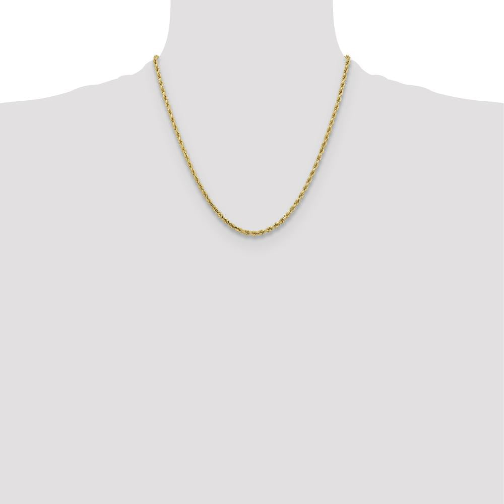 10K Yellow Gold 20" Diamond-Cut Rope Chain - 3.25mm Width