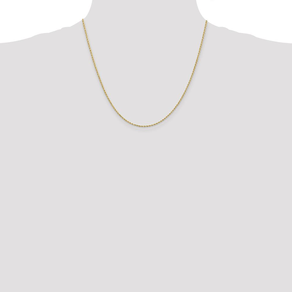 10K Yellow Gold 20" Diamond-cut Rope Chain Necklace - 1.5mm Width