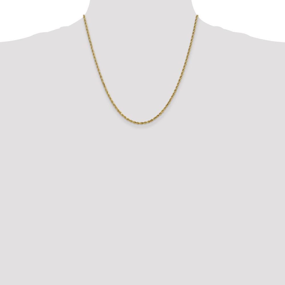 10K Yellow Gold 20" Diamond-Cut Rope Chain Necklace - 2.25mm Width