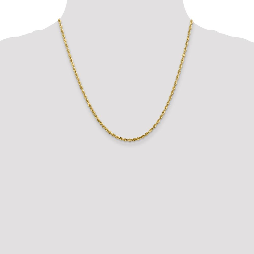 10K Yellow Gold 20" Diamond-Cut Rope Chain Necklace - 2.75mm Width
