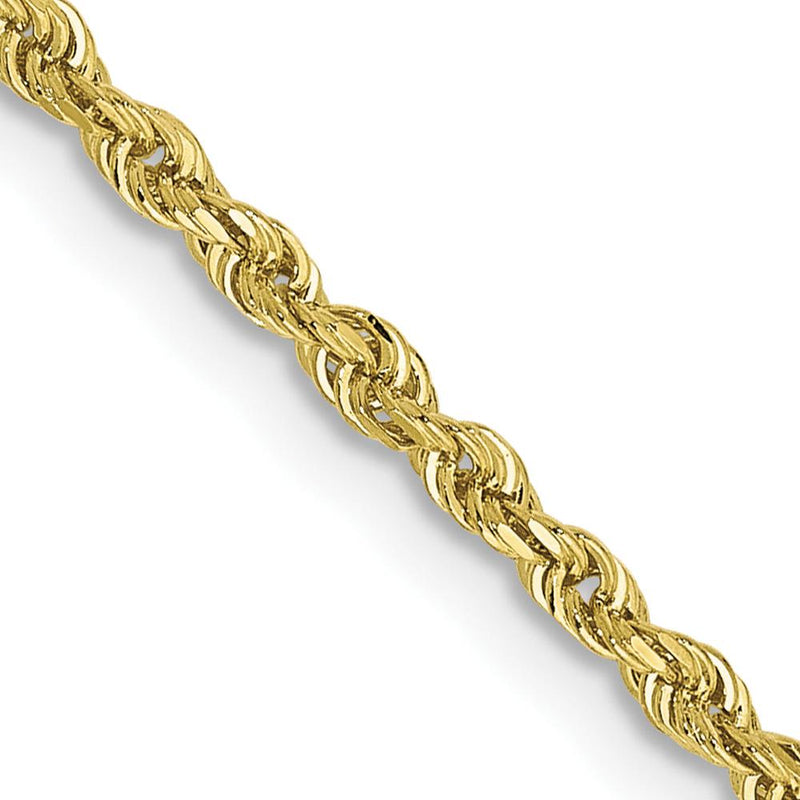 10K Yellow Gold 20" Diamond-Cut Rope Chain Necklace - 2mm Width