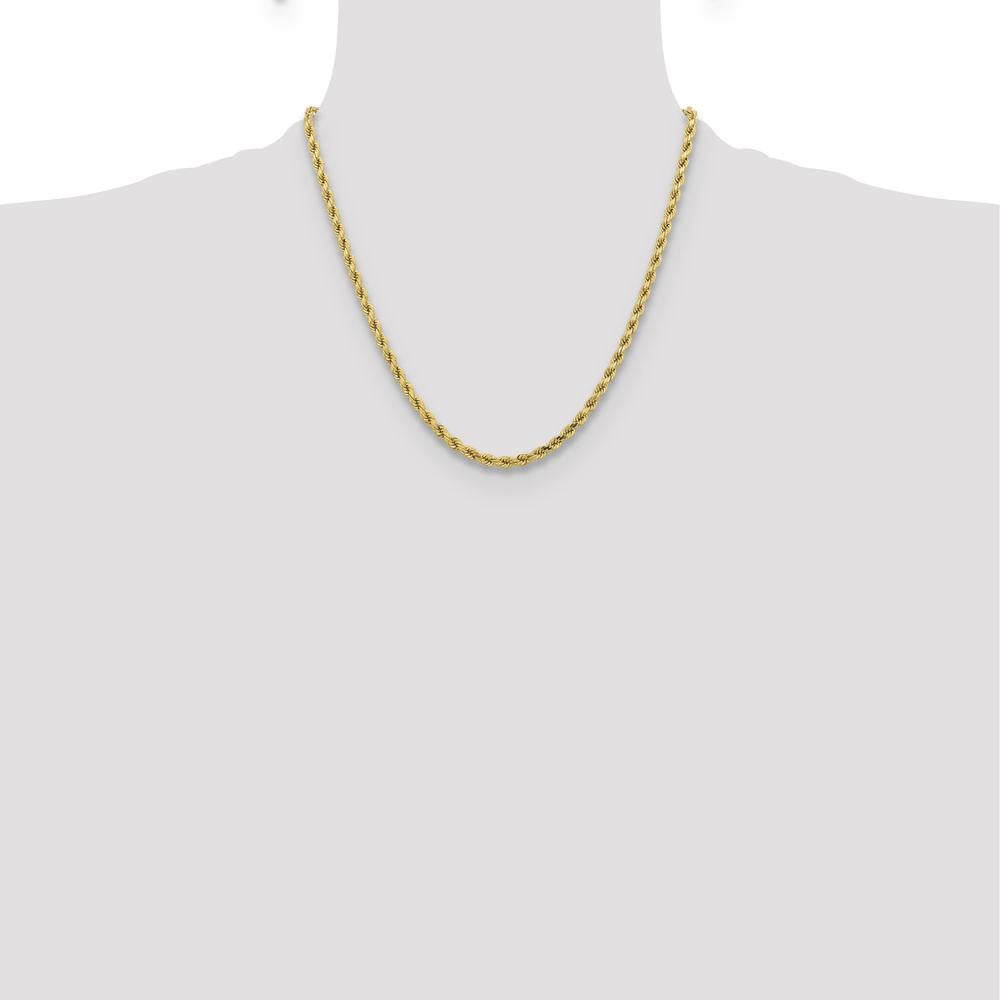 10K Yellow Gold 20" Diamond-cut Rope Necklace - 4.25mm Width