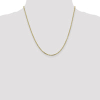 10K Yellow Gold 20" Diamond-Cut Round Open Link Cable Chain - 2.2mm Width