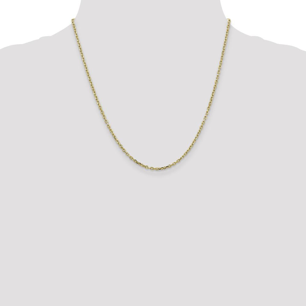 10K Yellow Gold 20" Diamond-Cut Round Open Link Cable Chain - 2.2mm Width