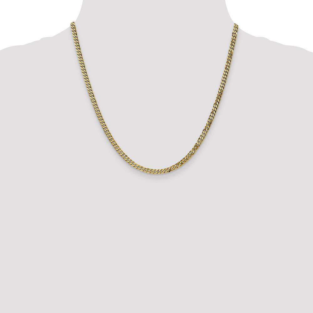 10K Yellow Gold 20" Flat Beveled Curb Chain Necklace - 3.9mm Width