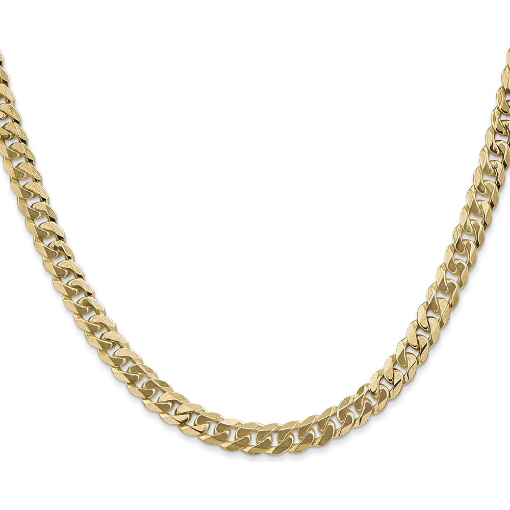 10K Yellow Gold 20" Flat Beveled Curb Chain Necklace - 5.75mm Width