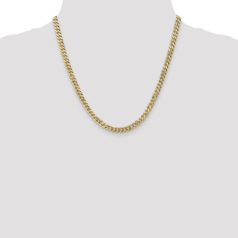 10K Yellow Gold 20" Flat Beveled Curb Chain Necklace - 5.75mm Width