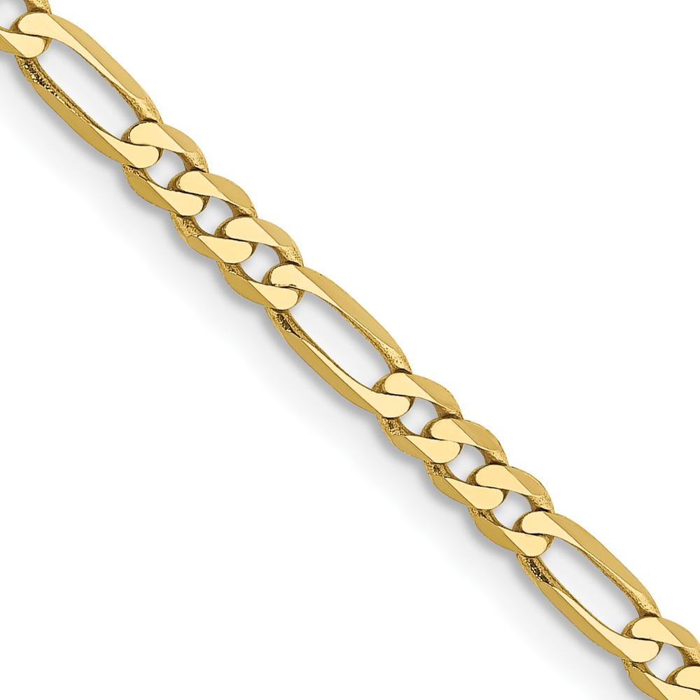 10K Yellow Gold 20" Flat Figaro Chain - 2.75mm Width