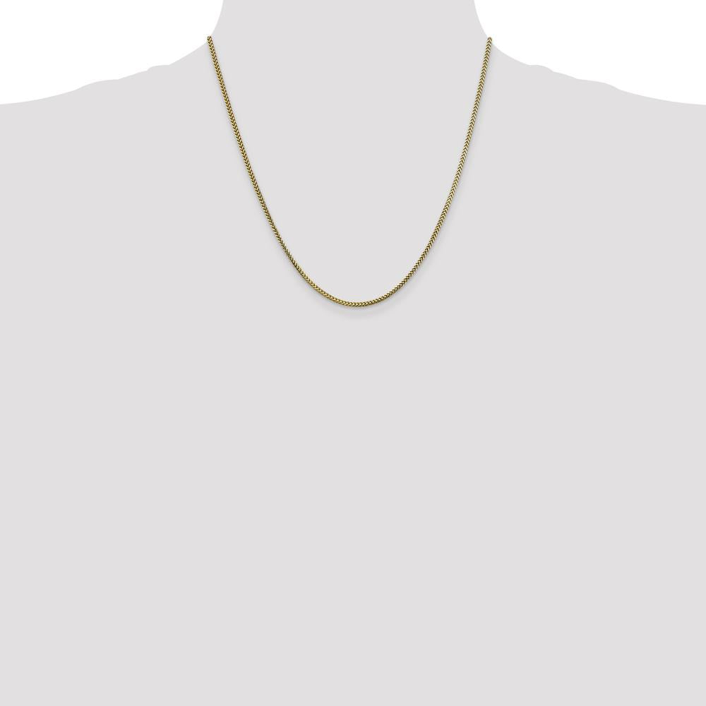 10K Yellow Gold 20" Franco Chain - 1.5mm Width, Polished Finish