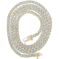 10K Yellow Gold 20-Inch Tennis Necklace with Channel-Set Round Diamonds - 2.87 Carat Total Diamond Weight