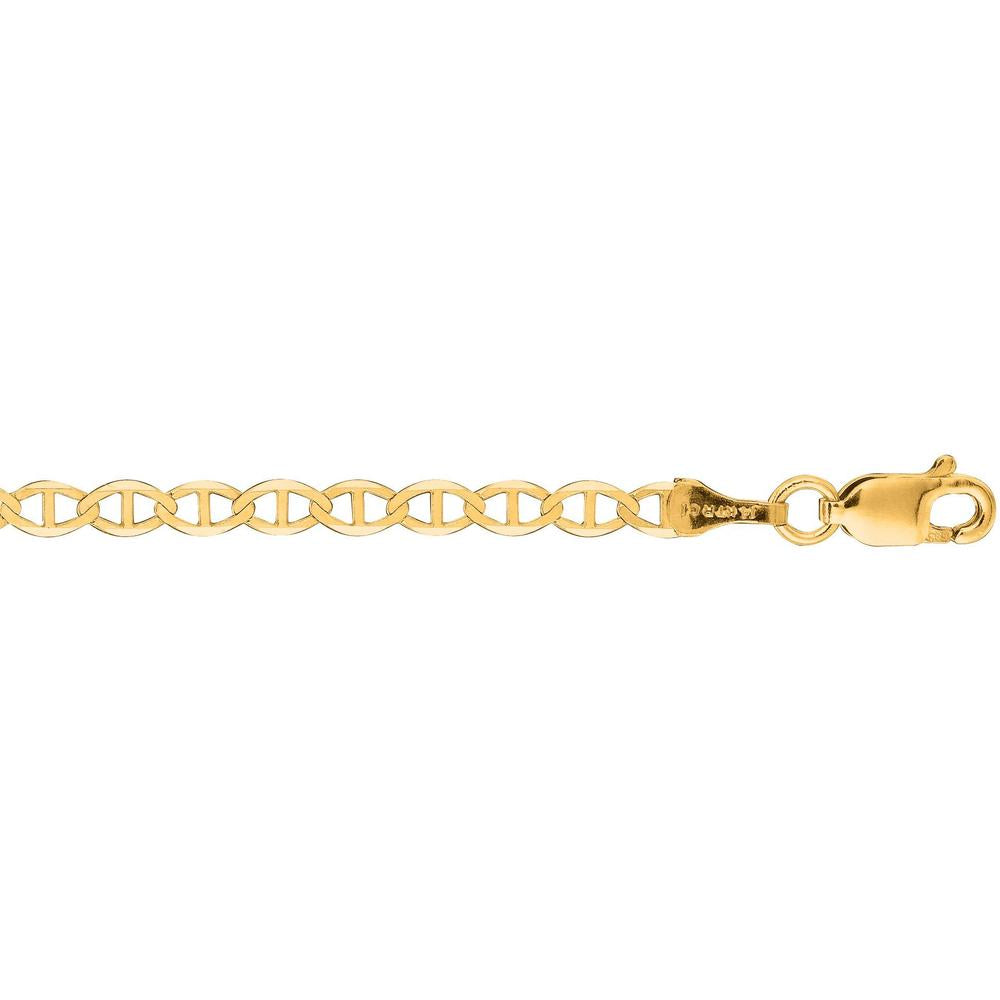 10K Yellow Gold 20" Mariner Chain with Diamond Cut Finish - 3.2mm Width by Orozza Fine Jewelry