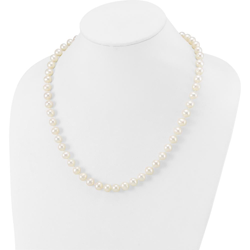 10K Yellow Gold 20" Necklace with 8-9mm White Freshwater Cultured Pearls