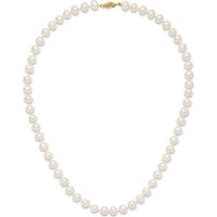10K Yellow Gold 20" Necklace with 8-9mm White Freshwater Cultured Pearls