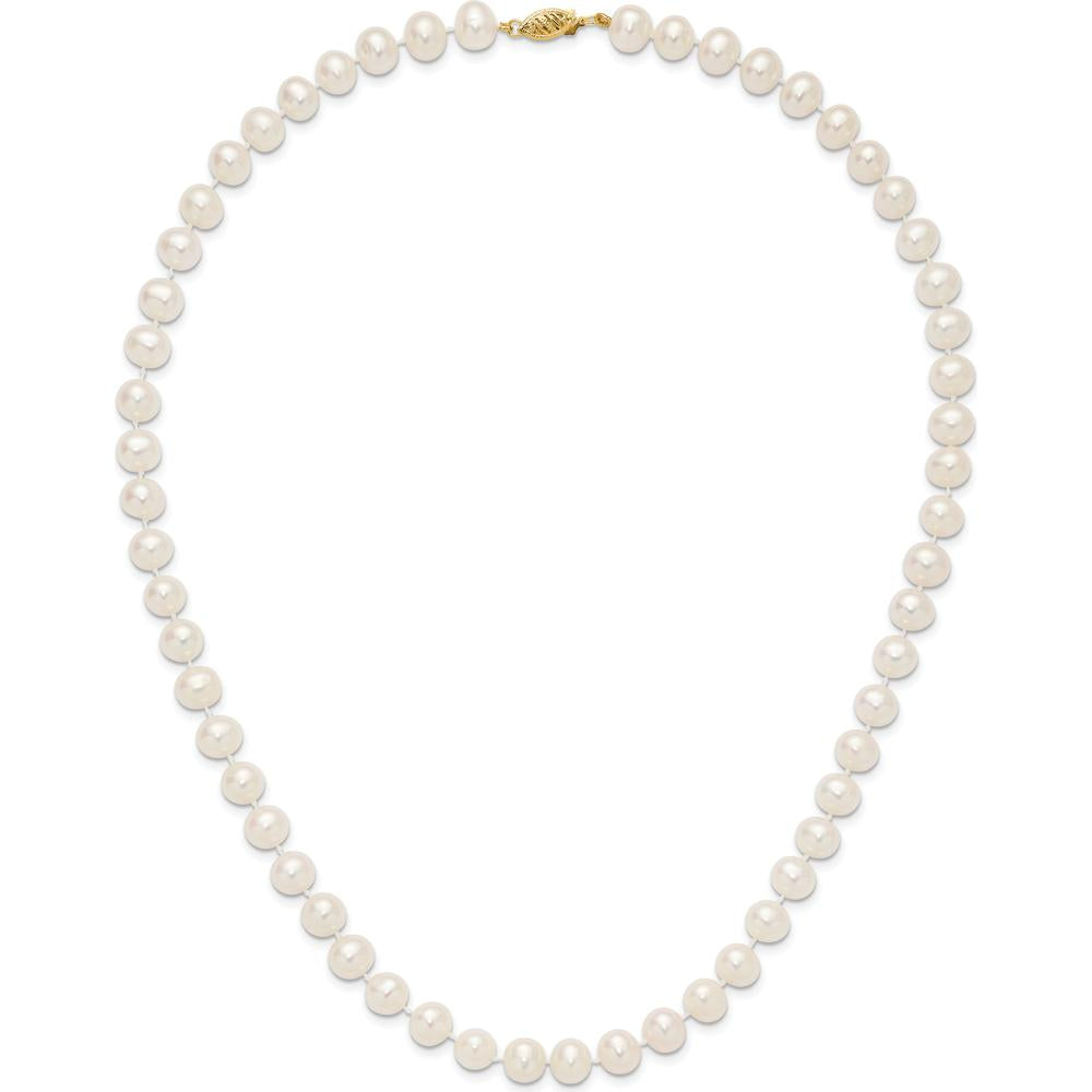 10K Yellow Gold 20" Necklace with 8-9mm White Freshwater Cultured Pearls