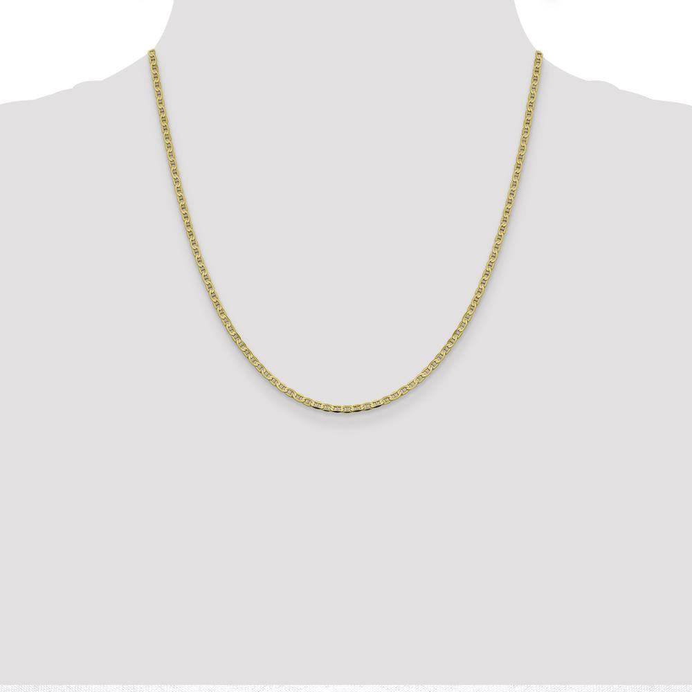 10K Yellow Gold 20" Polished Concave Anchor Chain - 2.4mm Width