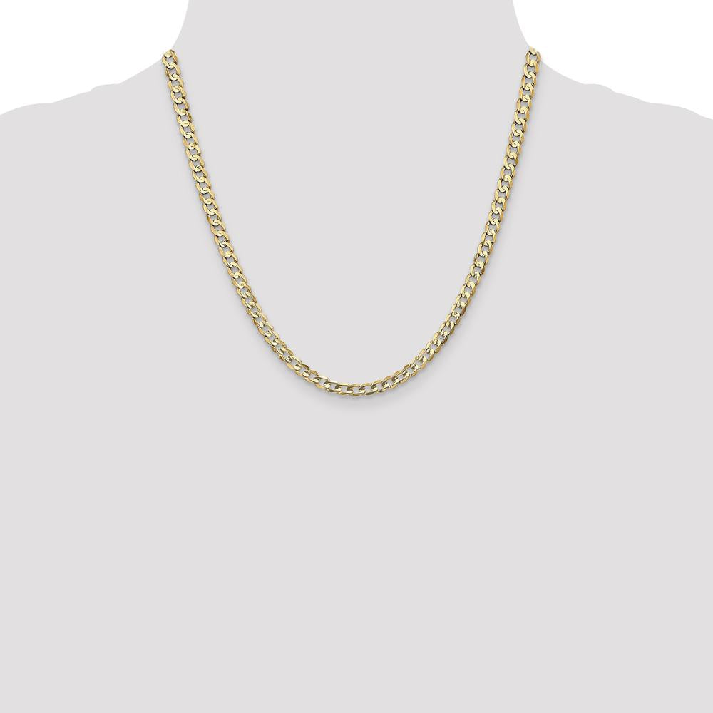 10K Yellow Gold 20" Polished Concave Curb Chain Necklace - 4.5mm Width