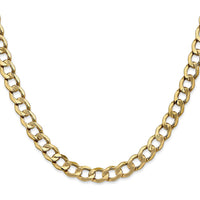 10K Yellow Gold 20" Polished Curb Link Chain Necklace - 7mm Width