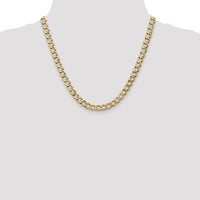 10K Yellow Gold 20" Polished Curb Link Chain Necklace - 7mm Width