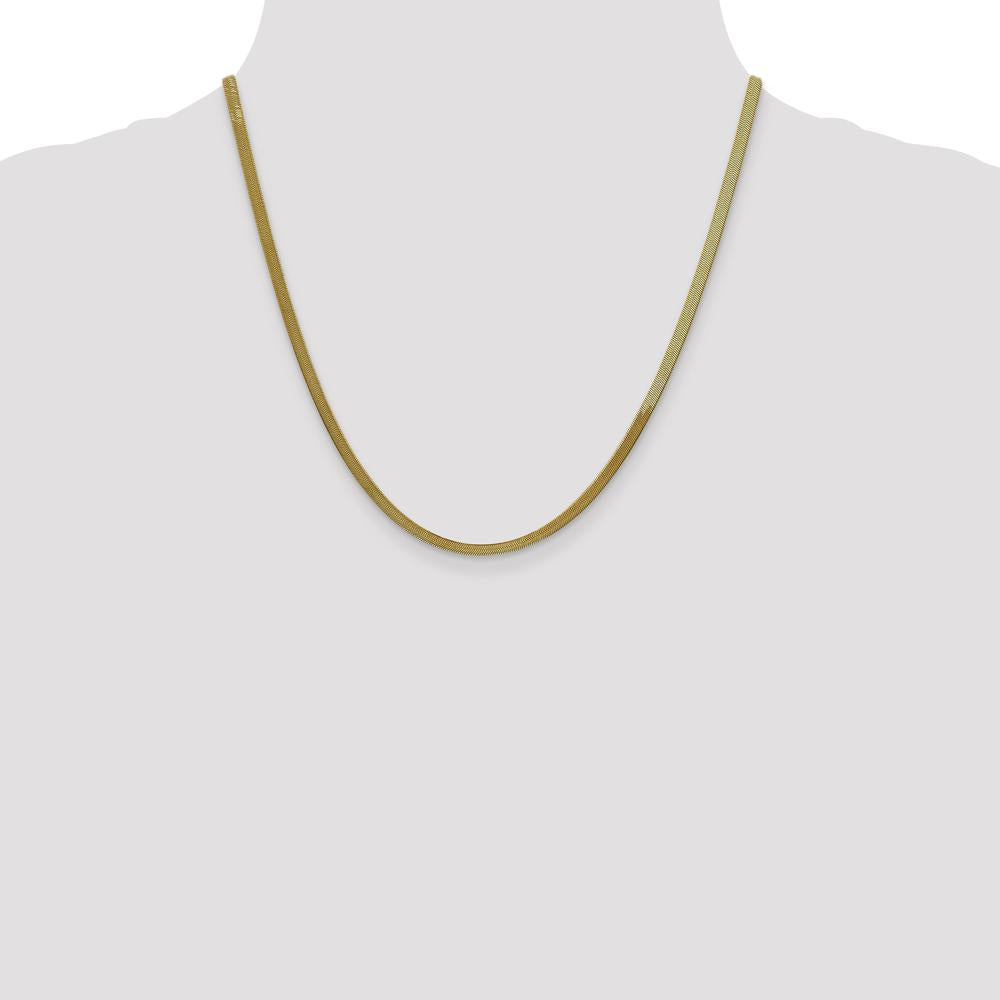 10K Yellow Gold 20" Polished Herringbone Chain - 3mm Width