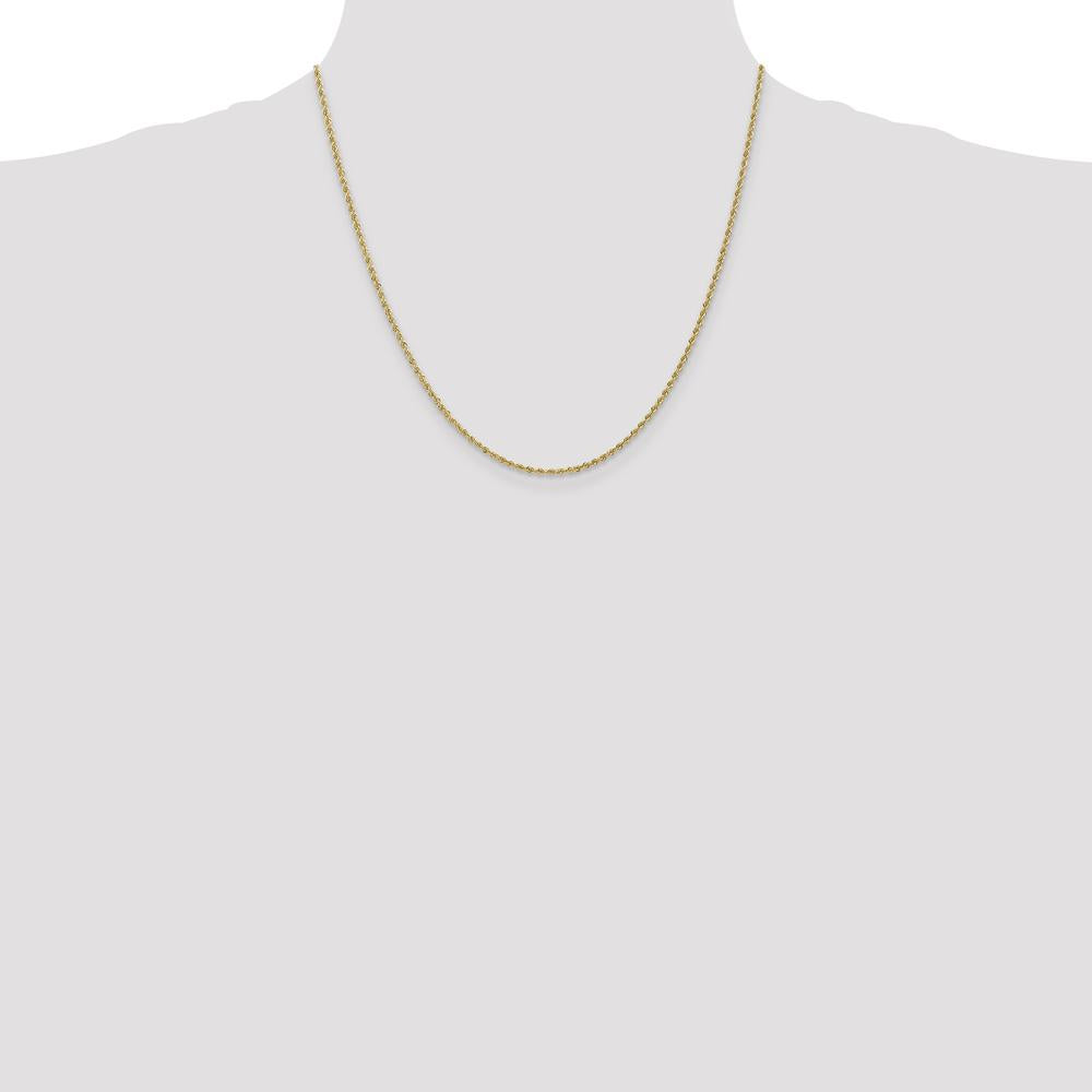10K Yellow Gold 20" Regular Rope Chain Necklace - 1.50mm Width