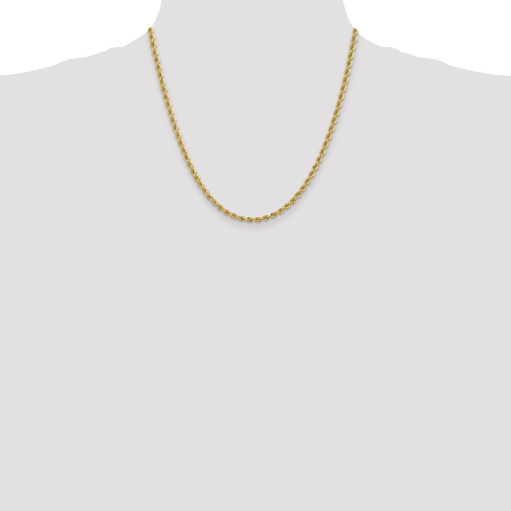 10K Yellow Gold 20" Regular Rope Chain Necklace - 3.65mm Width, Polished Finish